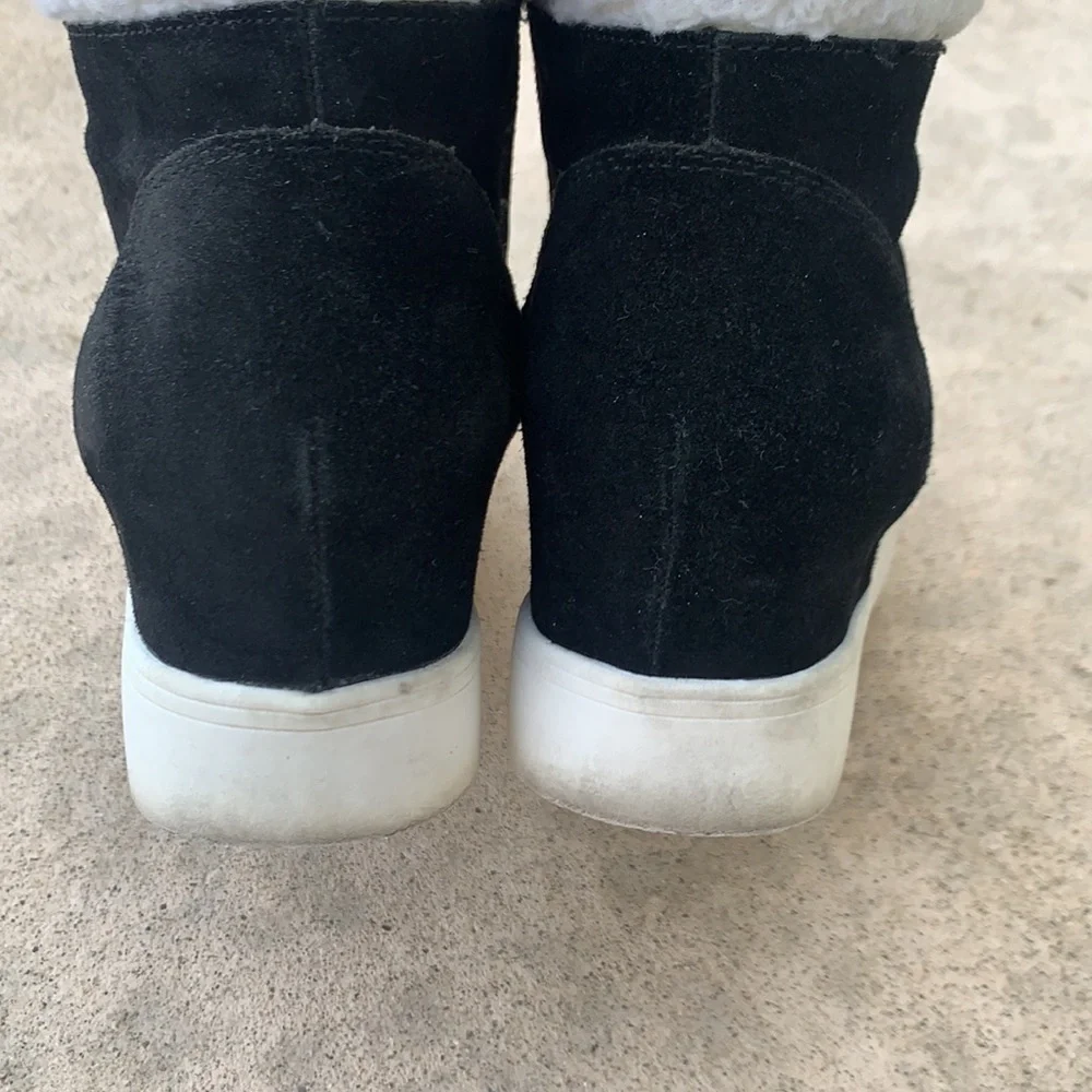 Steve Madden Blk Wedge Faux Shearling Boot Sz 7.5